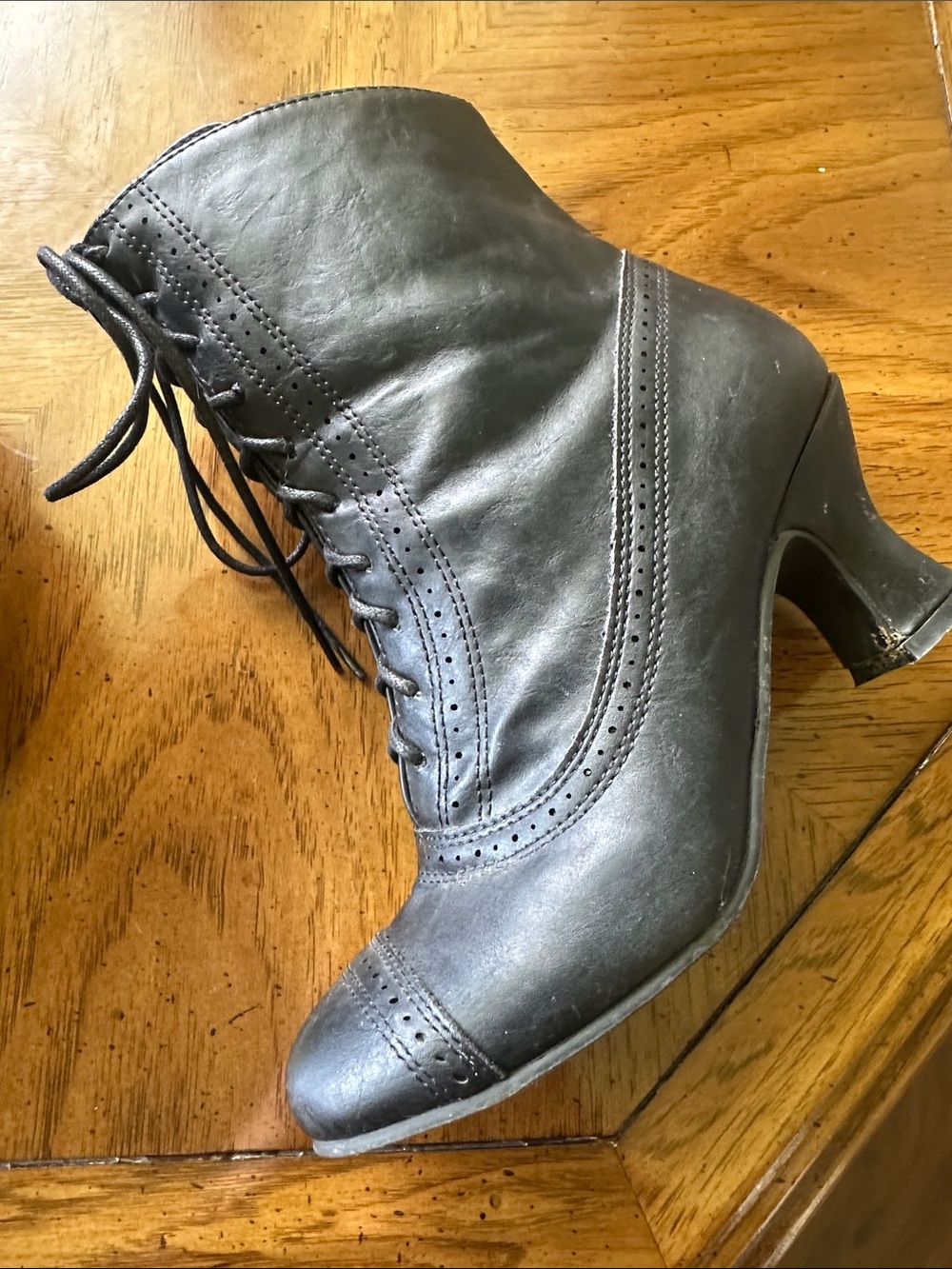 Ellie Black Lace-Up Victorian Ankle Boots